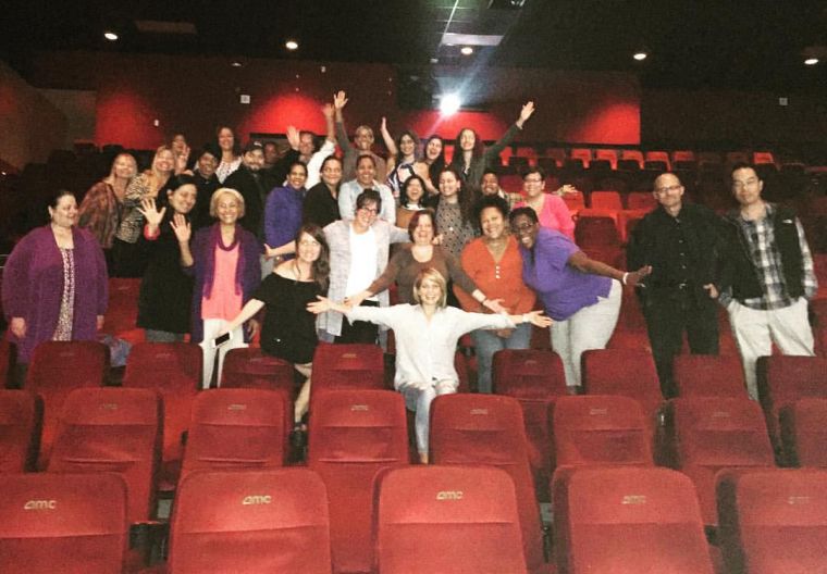 Candace Cameron Bure picture with strangers at the New York City cinema after a fervent prayer born out of her brother Kirk's live film event 'Revive Us' on Oct. 18, 2016.