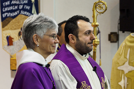 New Westminster Bishop Melissa Skelton introduces the Rev. Fr. Ayoob Adwar as a priest in the Anglican Church of Canada