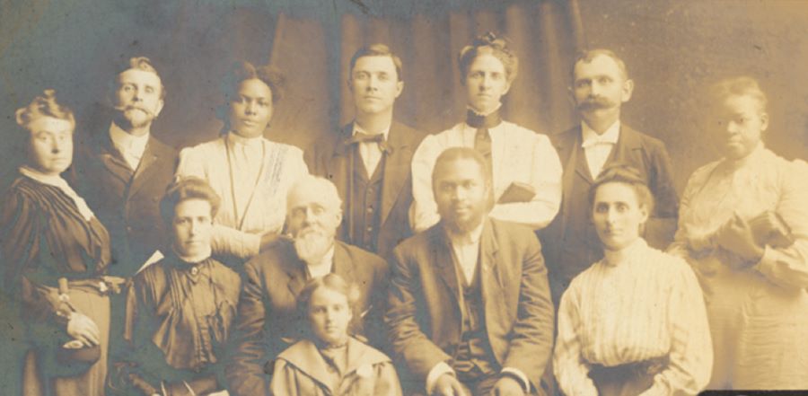 The leaders of the Apostolic Faith Mission. Seymour is front row, second from the right; Jennie is back row, third from left.