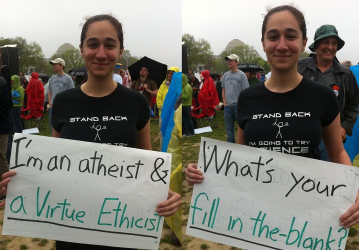 Leah in her atheist days (at the “Reason Rally”)